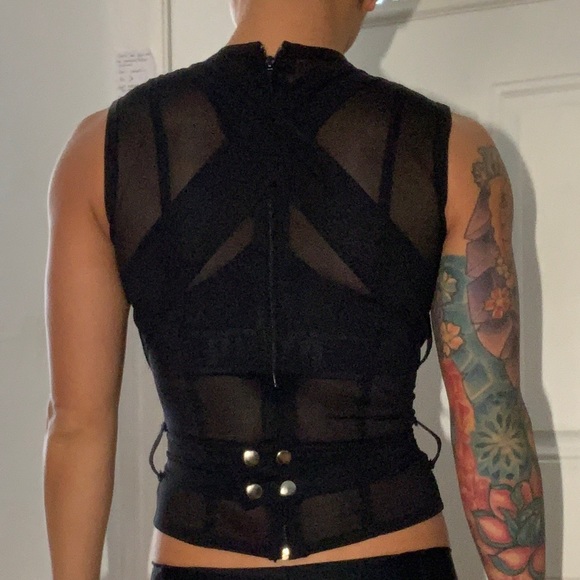 RARE Black Wrap/bandage see thru shirt 2000’s - Picture 3 of 11